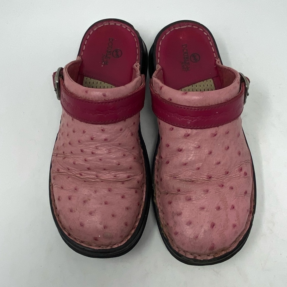 Double H Pink Leather Slide On Clogs - Picture 5 of 13